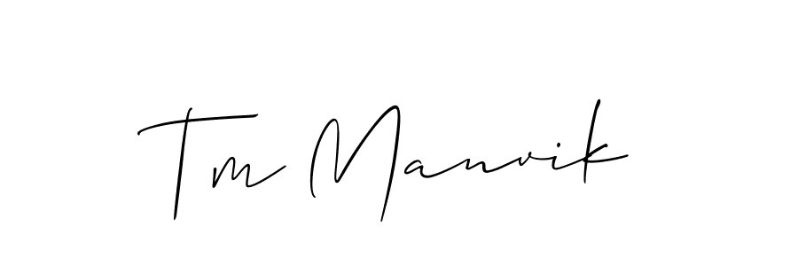 It looks lik you need a new signature style for name Tm Manvik. Design unique handwritten (Allison_Script) signature with our free signature maker in just a few clicks. Tm Manvik signature style 2 images and pictures png