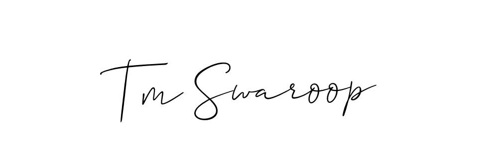 How to make Tm Swaroop name signature. Use Allison_Script style for creating short signs online. This is the latest handwritten sign. Tm Swaroop signature style 2 images and pictures png