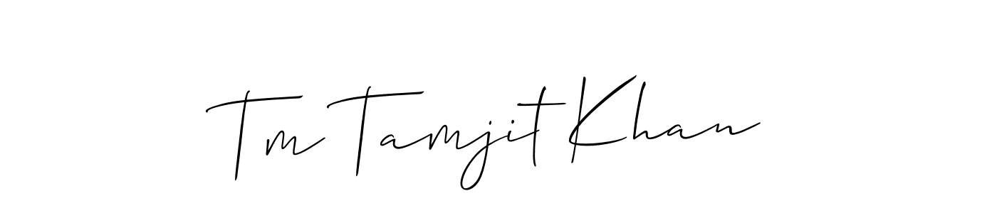 You should practise on your own different ways (Allison_Script) to write your name (Tm Tamjit Khan) in signature. don't let someone else do it for you. Tm Tamjit Khan signature style 2 images and pictures png