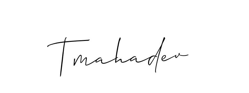 Tmahadev stylish signature style. Best Handwritten Sign (Allison_Script) for my name. Handwritten Signature Collection Ideas for my name Tmahadev. Tmahadev signature style 2 images and pictures png