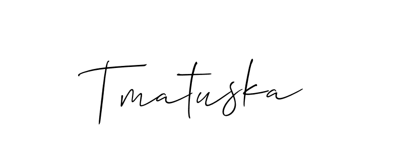 Make a short Tmatuska signature style. Manage your documents anywhere anytime using Allison_Script. Create and add eSignatures, submit forms, share and send files easily. Tmatuska signature style 2 images and pictures png