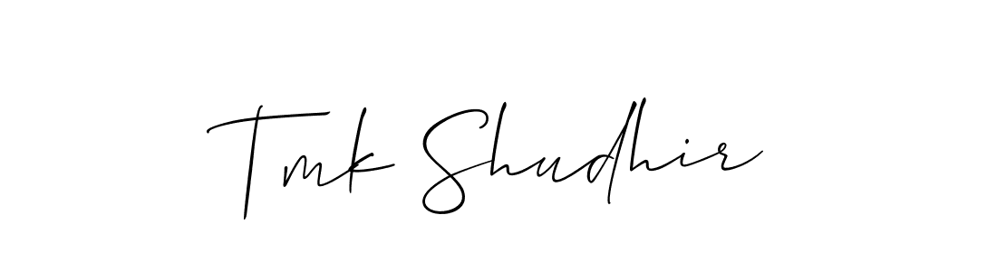 Similarly Allison_Script is the best handwritten signature design. Signature creator online .You can use it as an online autograph creator for name Tmk Shudhir. Tmk Shudhir signature style 2 images and pictures png