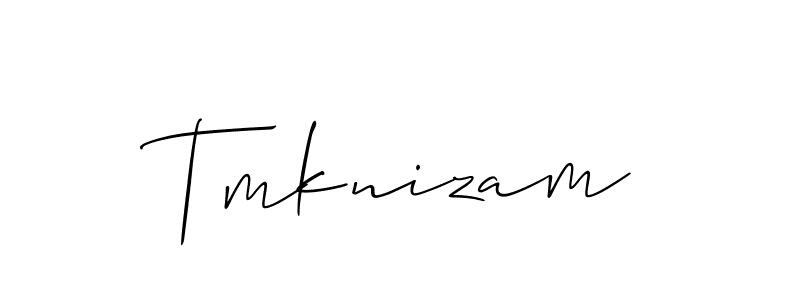 Design your own signature with our free online signature maker. With this signature software, you can create a handwritten (Allison_Script) signature for name Tmknizam. Tmknizam signature style 2 images and pictures png