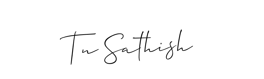 Allison_Script is a professional signature style that is perfect for those who want to add a touch of class to their signature. It is also a great choice for those who want to make their signature more unique. Get Tn Sathish name to fancy signature for free. Tn Sathish signature style 2 images and pictures png