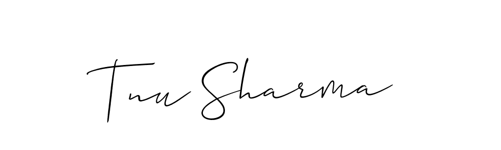 Make a beautiful signature design for name Tnu Sharma. With this signature (Allison_Script) style, you can create a handwritten signature for free. Tnu Sharma signature style 2 images and pictures png