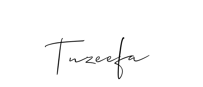 Create a beautiful signature design for name Tnzeefa. With this signature (Allison_Script) fonts, you can make a handwritten signature for free. Tnzeefa signature style 2 images and pictures png