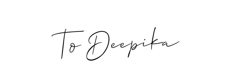 Similarly Allison_Script is the best handwritten signature design. Signature creator online .You can use it as an online autograph creator for name To Deepika. To Deepika signature style 2 images and pictures png