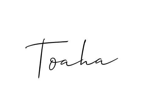 The best way (Allison_Script) to make a short signature is to pick only two or three words in your name. The name Toaha include a total of six letters. For converting this name. Toaha signature style 2 images and pictures png