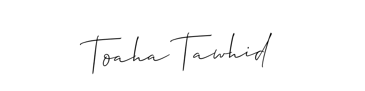 How to Draw Toaha Tawhid signature style? Allison_Script is a latest design signature styles for name Toaha Tawhid. Toaha Tawhid signature style 2 images and pictures png