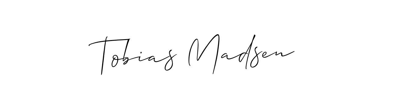 The best way (Allison_Script) to make a short signature is to pick only two or three words in your name. The name Tobias Madsen include a total of six letters. For converting this name. Tobias Madsen signature style 2 images and pictures png