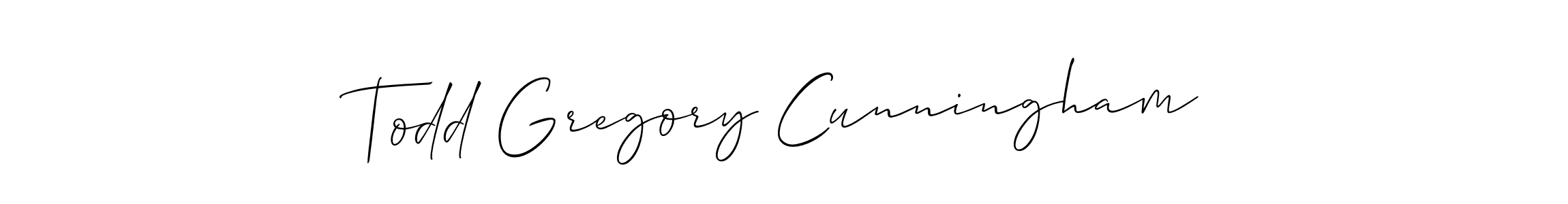 How to make Todd Gregory Cunningham name signature. Use Allison_Script style for creating short signs online. This is the latest handwritten sign. Todd Gregory Cunningham signature style 2 images and pictures png