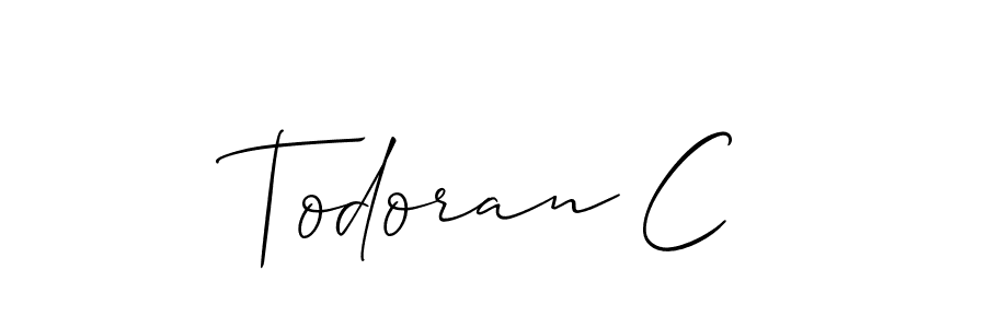 The best way (Allison_Script) to make a short signature is to pick only two or three words in your name. The name Todoran C include a total of six letters. For converting this name. Todoran C signature style 2 images and pictures png