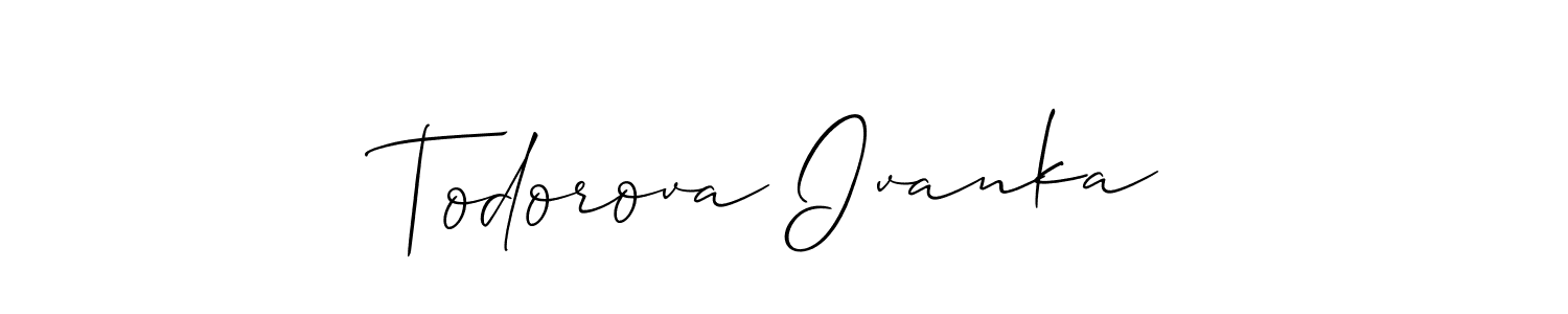 Use a signature maker to create a handwritten signature online. With this signature software, you can design (Allison_Script) your own signature for name Todorova Ivanka. Todorova Ivanka signature style 2 images and pictures png