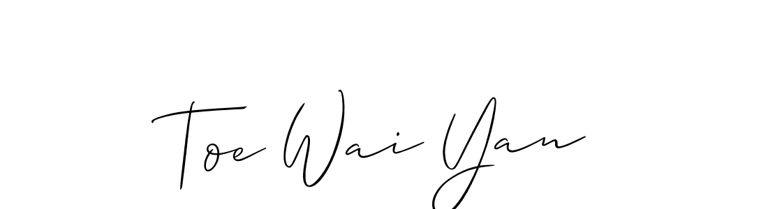 How to make Toe Wai Yan name signature. Use Allison_Script style for creating short signs online. This is the latest handwritten sign. Toe Wai Yan signature style 2 images and pictures png