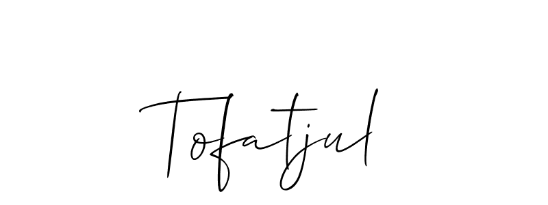 You should practise on your own different ways (Allison_Script) to write your name (Tofatjul) in signature. don't let someone else do it for you. Tofatjul signature style 2 images and pictures png