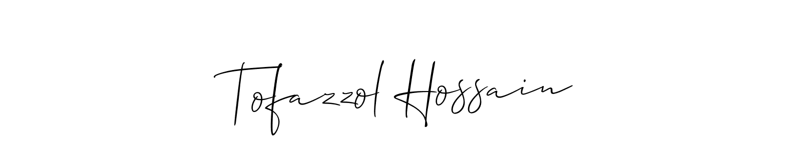 Create a beautiful signature design for name Tofazzol Hossain. With this signature (Allison_Script) fonts, you can make a handwritten signature for free. Tofazzol Hossain signature style 2 images and pictures png