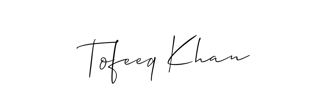 Use a signature maker to create a handwritten signature online. With this signature software, you can design (Allison_Script) your own signature for name Tofeeq Khan. Tofeeq Khan signature style 2 images and pictures png