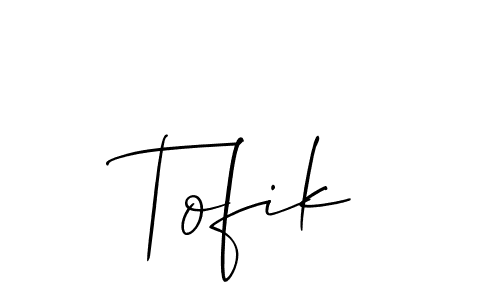 How to make Tofik signature? Allison_Script is a professional autograph style. Create handwritten signature for Tofik name. Tofik signature style 2 images and pictures png