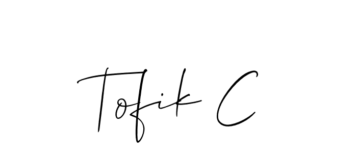 Use a signature maker to create a handwritten signature online. With this signature software, you can design (Allison_Script) your own signature for name Tofik C. Tofik C signature style 2 images and pictures png