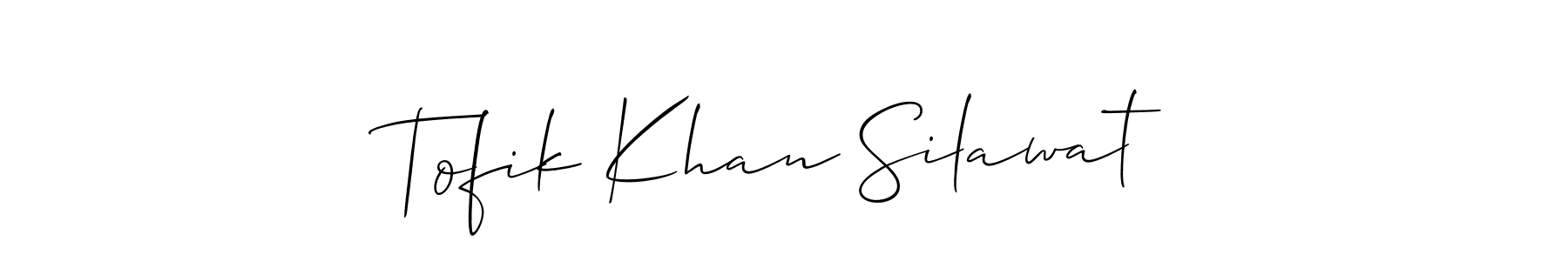 This is the best signature style for the Tofik Khan Silawat name. Also you like these signature font (Allison_Script). Mix name signature. Tofik Khan Silawat signature style 2 images and pictures png