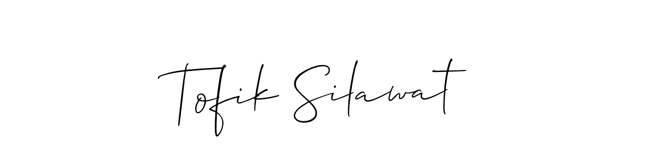 Create a beautiful signature design for name Tofik Silawat. With this signature (Allison_Script) fonts, you can make a handwritten signature for free. Tofik Silawat signature style 2 images and pictures png