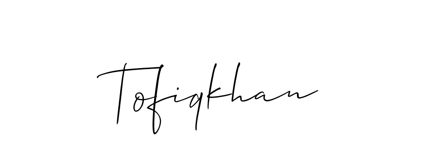 Also You can easily find your signature by using the search form. We will create Tofiqkhan name handwritten signature images for you free of cost using Allison_Script sign style. Tofiqkhan signature style 2 images and pictures png