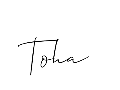 It looks lik you need a new signature style for name Toha. Design unique handwritten (Allison_Script) signature with our free signature maker in just a few clicks. Toha signature style 2 images and pictures png