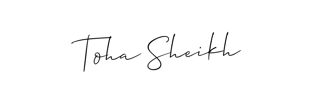 Toha Sheikh stylish signature style. Best Handwritten Sign (Allison_Script) for my name. Handwritten Signature Collection Ideas for my name Toha Sheikh. Toha Sheikh signature style 2 images and pictures png