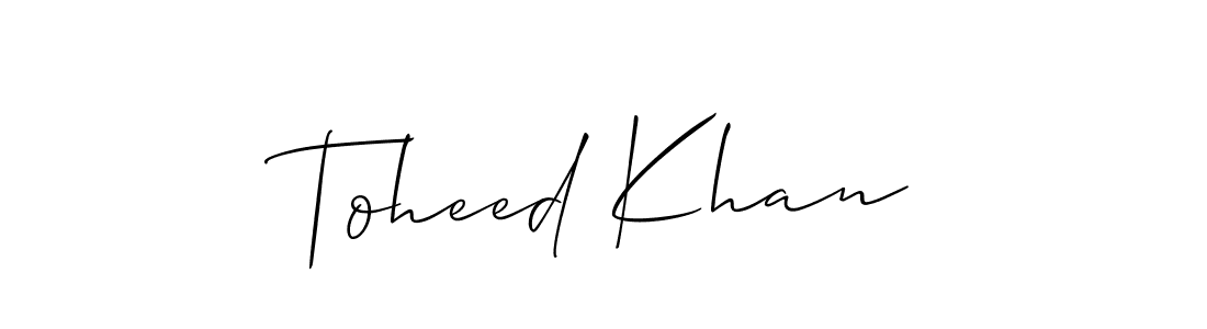 Use a signature maker to create a handwritten signature online. With this signature software, you can design (Allison_Script) your own signature for name Toheed Khan. Toheed Khan signature style 2 images and pictures png