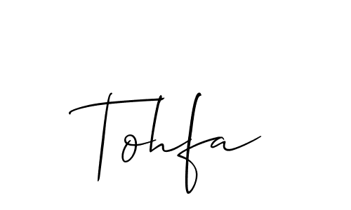 Use a signature maker to create a handwritten signature online. With this signature software, you can design (Allison_Script) your own signature for name Tohfa. Tohfa signature style 2 images and pictures png