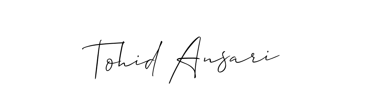 The best way (Allison_Script) to make a short signature is to pick only two or three words in your name. The name Tohid Ansari include a total of six letters. For converting this name. Tohid Ansari signature style 2 images and pictures png