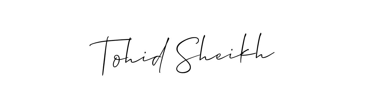 You should practise on your own different ways (Allison_Script) to write your name (Tohid Sheikh) in signature. don't let someone else do it for you. Tohid Sheikh signature style 2 images and pictures png