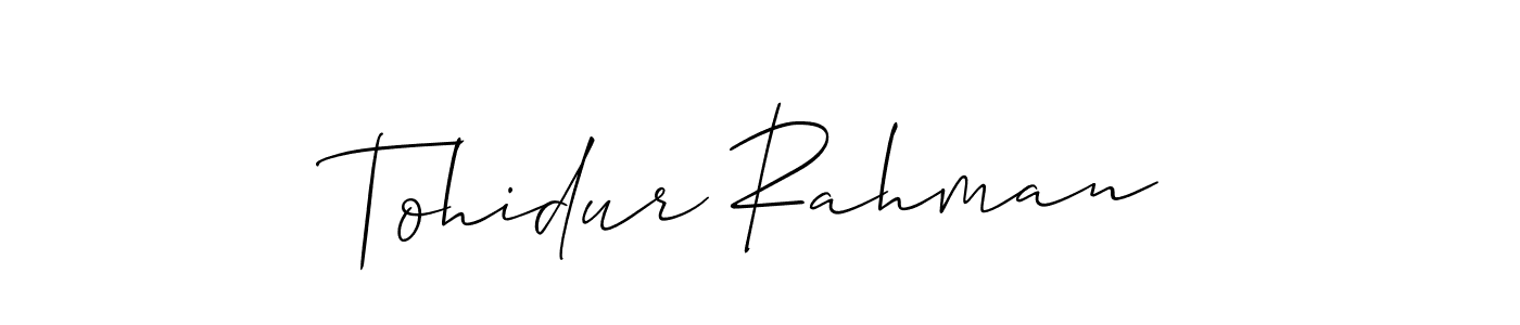 Also You can easily find your signature by using the search form. We will create Tohidur Rahman name handwritten signature images for you free of cost using Allison_Script sign style. Tohidur Rahman signature style 2 images and pictures png