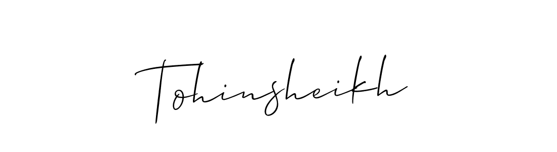 How to make Tohinsheikh signature? Allison_Script is a professional autograph style. Create handwritten signature for Tohinsheikh name. Tohinsheikh signature style 2 images and pictures png