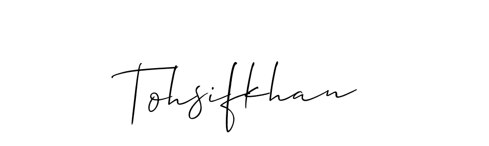 Create a beautiful signature design for name Tohsifkhan. With this signature (Allison_Script) fonts, you can make a handwritten signature for free. Tohsifkhan signature style 2 images and pictures png