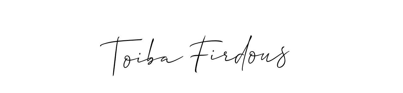 Create a beautiful signature design for name Toiba Firdous. With this signature (Allison_Script) fonts, you can make a handwritten signature for free. Toiba Firdous signature style 2 images and pictures png