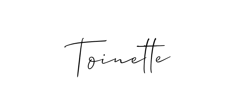 Design your own signature with our free online signature maker. With this signature software, you can create a handwritten (Allison_Script) signature for name Toinette. Toinette signature style 2 images and pictures png