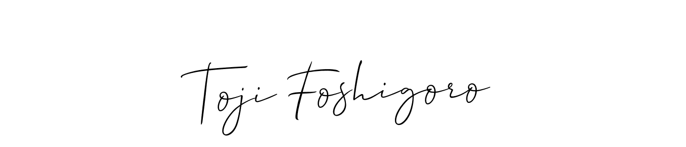 How to make Toji Foshigoro signature? Allison_Script is a professional autograph style. Create handwritten signature for Toji Foshigoro name. Toji Foshigoro signature style 2 images and pictures png