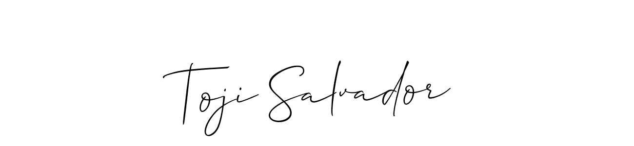 Also You can easily find your signature by using the search form. We will create Toji Salvador name handwritten signature images for you free of cost using Allison_Script sign style. Toji Salvador signature style 2 images and pictures png