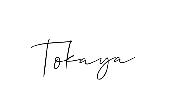 Use a signature maker to create a handwritten signature online. With this signature software, you can design (Allison_Script) your own signature for name Tokaya. Tokaya signature style 2 images and pictures png