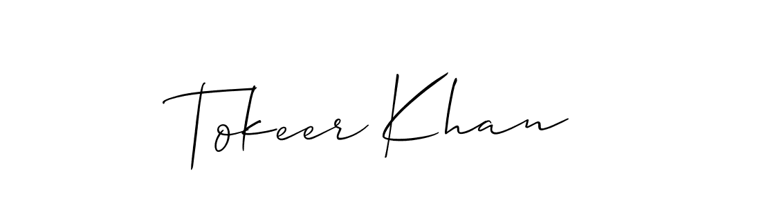 Create a beautiful signature design for name Tokeer Khan. With this signature (Allison_Script) fonts, you can make a handwritten signature for free. Tokeer Khan signature style 2 images and pictures png