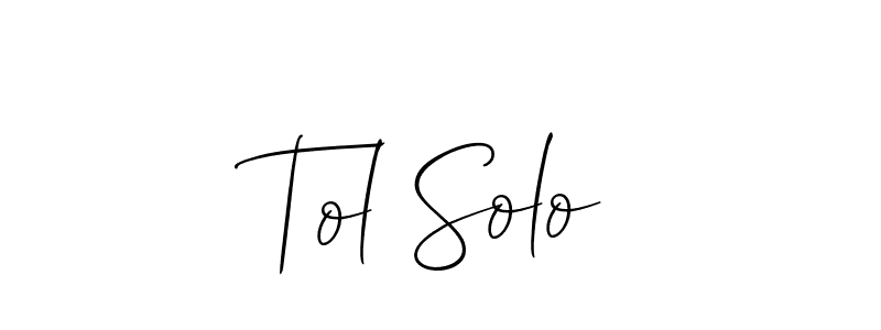 The best way (Allison_Script) to make a short signature is to pick only two or three words in your name. The name Tol Solo include a total of six letters. For converting this name. Tol Solo signature style 2 images and pictures png