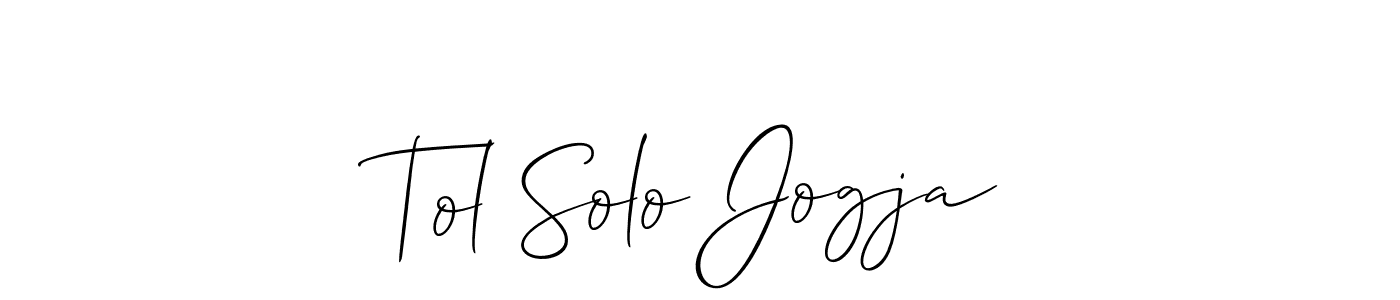 if you are searching for the best signature style for your name Tol Solo Jogja. so please give up your signature search. here we have designed multiple signature styles  using Allison_Script. Tol Solo Jogja signature style 2 images and pictures png