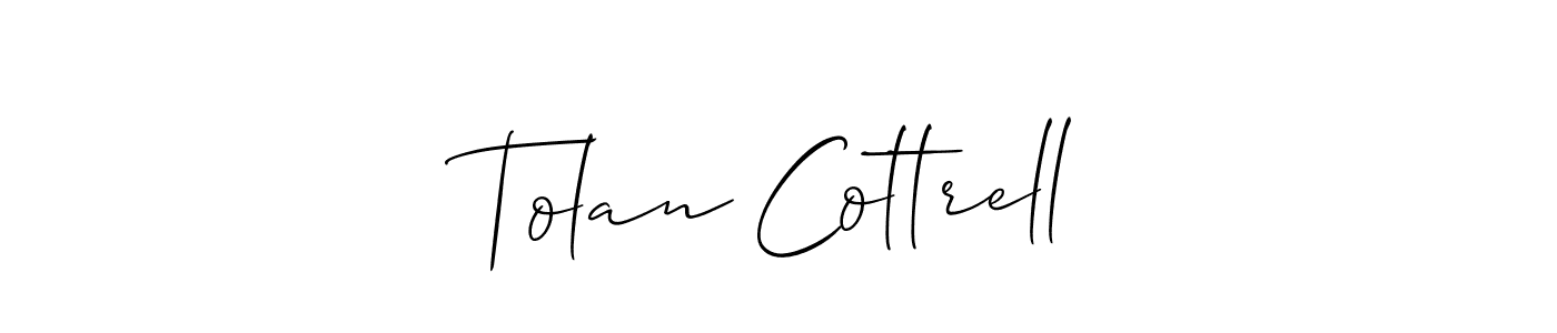 The best way (Allison_Script) to make a short signature is to pick only two or three words in your name. The name Tolan Cottrell include a total of six letters. For converting this name. Tolan Cottrell signature style 2 images and pictures png