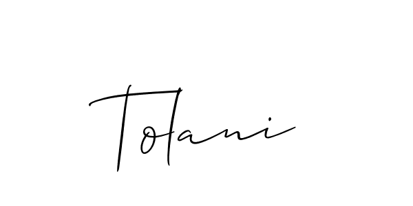 Design your own signature with our free online signature maker. With this signature software, you can create a handwritten (Allison_Script) signature for name Tolani. Tolani signature style 2 images and pictures png