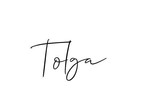 Design your own signature with our free online signature maker. With this signature software, you can create a handwritten (Allison_Script) signature for name Tolga. Tolga signature style 2 images and pictures png