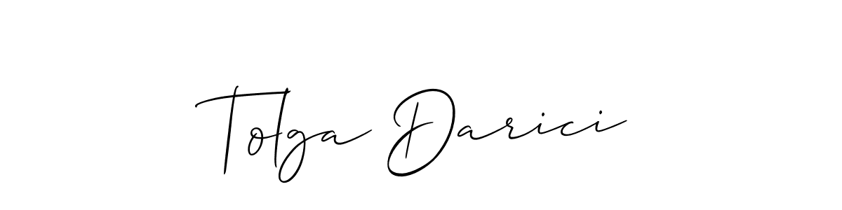 The best way (Allison_Script) to make a short signature is to pick only two or three words in your name. The name Tolga Darici include a total of six letters. For converting this name. Tolga Darici signature style 2 images and pictures png