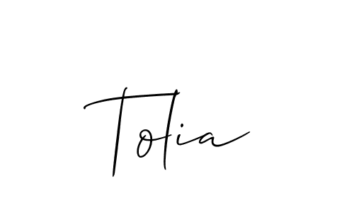 How to make Tolia name signature. Use Allison_Script style for creating short signs online. This is the latest handwritten sign. Tolia signature style 2 images and pictures png