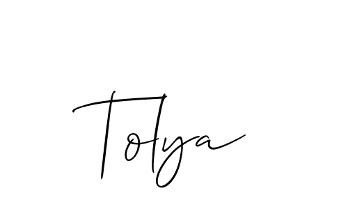 It looks lik you need a new signature style for name Tolya. Design unique handwritten (Allison_Script) signature with our free signature maker in just a few clicks. Tolya signature style 2 images and pictures png