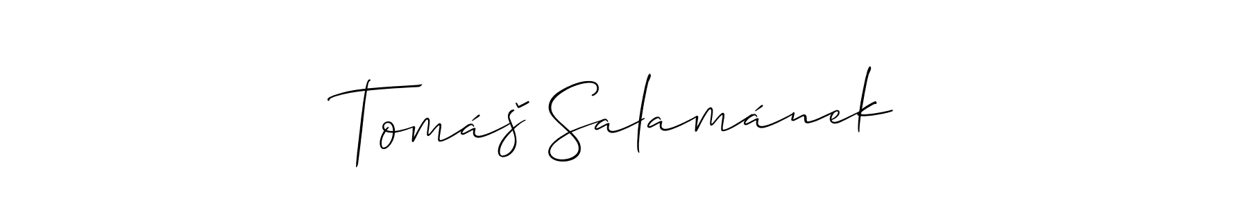 Create a beautiful signature design for name Tomáš Salamánek. With this signature (Allison_Script) fonts, you can make a handwritten signature for free. Tomáš Salamánek signature style 2 images and pictures png